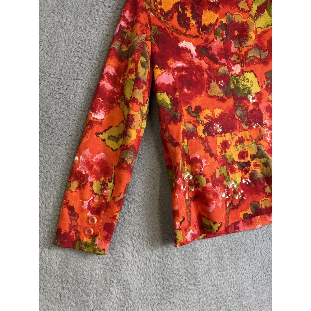 Chicos Button Up‎ Jacket Red Pink Coral Long Sleeve Blouse Coat Womens Size 0 - Picture 12 of 16